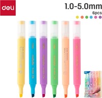 Deli MACARON Markeerstift met beitelpunt, set à 6 kleuren-2