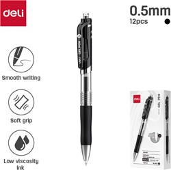 Deli gelpen met drukknop 0,5 mm zwart