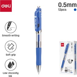 Deli gelpen met drukknop 0,5 mm blauw