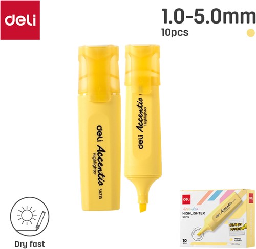 Deli Accentio markeerstift beitelpunt 1–5 mm pastel geel-2