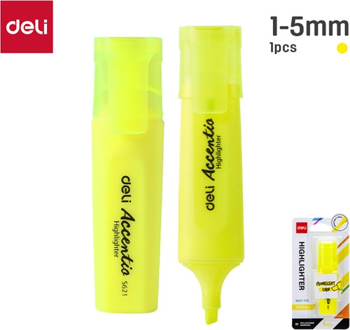 Deli Accentio markeerstift beitelpunt 1–5 mm fluo geel blister à 1 stuk