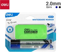 Deli THINK whiteboardmarkers ronde punt 2,0mm set à 2 met wisser
