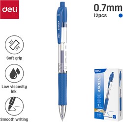 Deli EVERYU balpen met drukknop 0,7 mm blauw