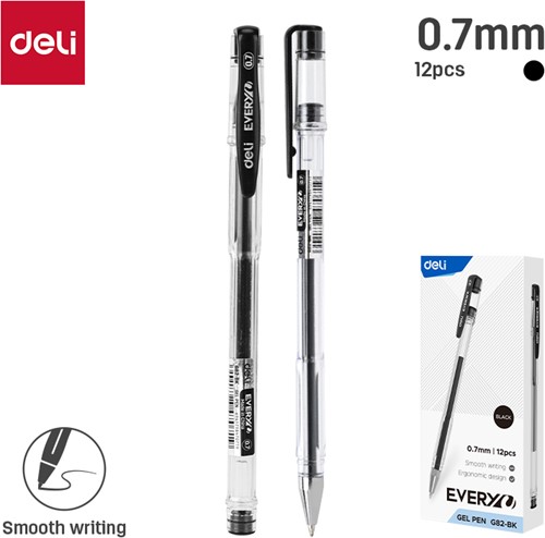 Deli EVERYU gelpen met dop 0,7 mm zwart