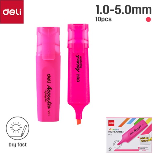 Deli Accentio markeerstift beitelpunt 1–5 mm fluo roze