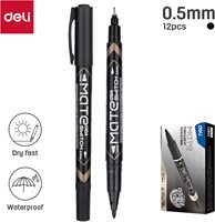 Deli MATE permanent marker dubbelpunt 0,5 + 1,0 mm zwart
