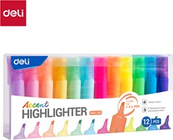 Deli Accent markeerstift beitelpunt 1–5 mm 6 fluo + 6 pastel kleuren