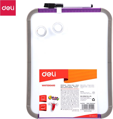 Deli whiteboard 279x216mm magnetisch + marker paars