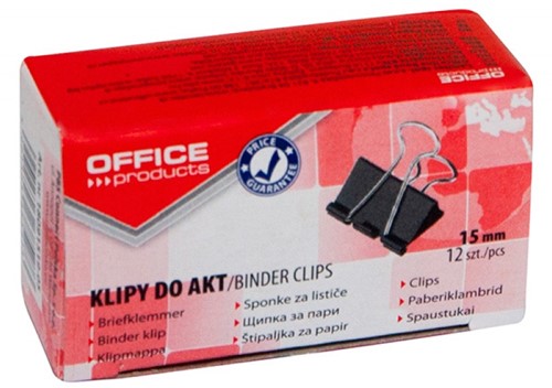 Papierklemmen Foldback 15 mm, 12 stuks