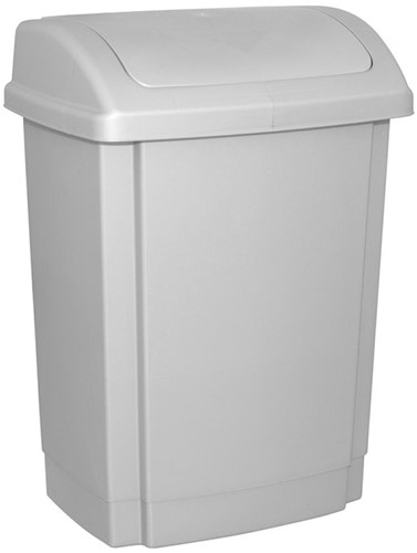 Afvalbak met deksel, kunststof, 15 l, grijs