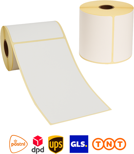 Verzendetiketten 102x150mm - 300 etiketten op rol - 25 mm kern - wit - permanent