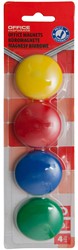 Magneten, rond, diameter 40 mm, blister van 4 stuks, assorti kleuren