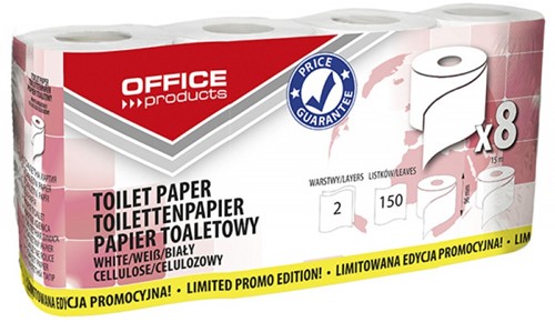 Toiletpapier 2-laags wit, pak à 8 rollen 