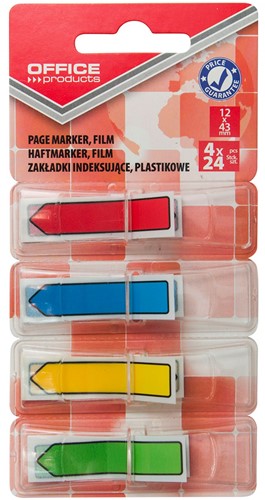 Indextabs met dispenser 12mmx43mm, 4x24 kleuren, pijl afdruk