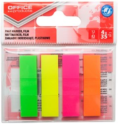 Indextabs 12x43 mm, 4x35 neon kleuren