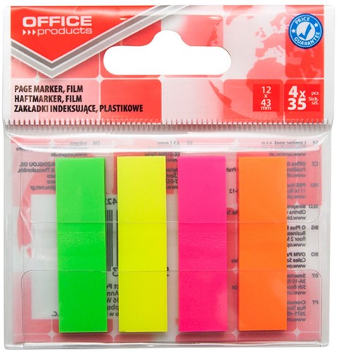 Indextabs 12x43 mm, 4x35 neon kleuren