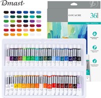 Dmast Gouache verf 12ml, aluminium tube, 36 kleuren/doos