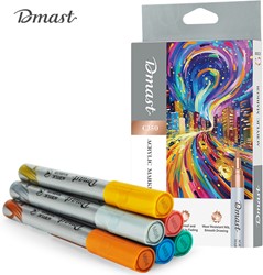 Dmast Acrylmarker Metallic, 6 kleuren/doos