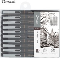 Dmast fineliners zwart, set 10 stuks