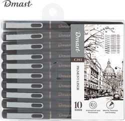 Dmast fineliners zwart, set 10 stuks