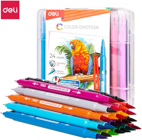 Deli Color Emotion viltstift duo tip 24 kleuren