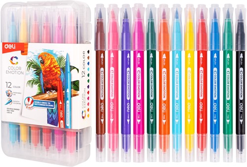 Deli Color Emotion viltstift duo tip 12 kleuren