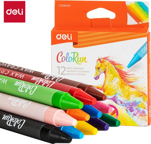 Deli ColoRun waskrijt 12 kleuren doos