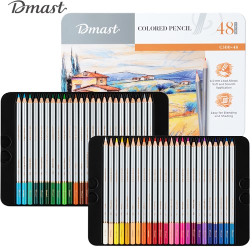 Dmast aquarelpotloden 4mm 48 kleuren in blik