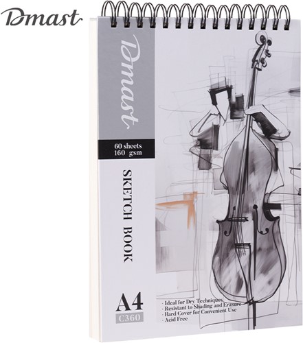 Dmast Sketchbook aquarelpapier A4 160gr. 60vel top-spiraal