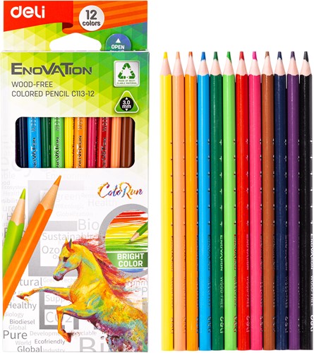 Deli enovation kleurpotloden set 12 kleuren
