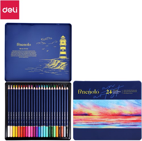 Finenolo kleurpotloden 24 kleuren metalen doos