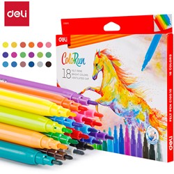 Deli Colorun afwasbare viltstiften 18 kleuren/doos