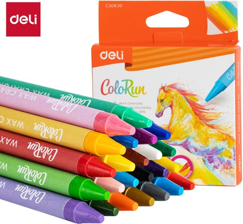 Deli ColoRun waskrijt 24 kleuren doos