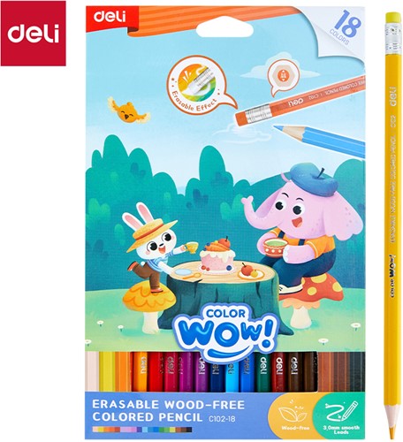 Deli Color WOW houtvrije kleurpotloden 18 kleuren