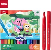 Deli Color WOW viltstiften 12 kleuren/doos