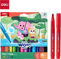 Deli Color WOW viltstiften 12 kleuren/doos
