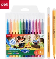 Deli Color WOW glitter viltstiften 12 kleuren/doos