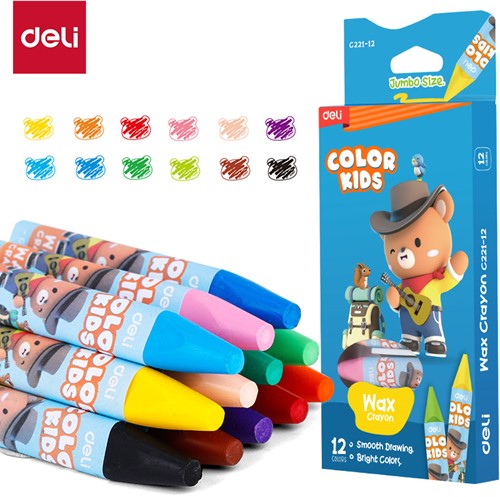 Deli Color Kids waskrijt 12 kleuren doos