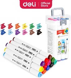 Deli Color Emotion sketchmarker 1+6.5mm tip 12 kleuren