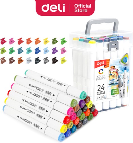Deli Color Emotion sketchmarkers 1+6.5mm tip 24 kleuren