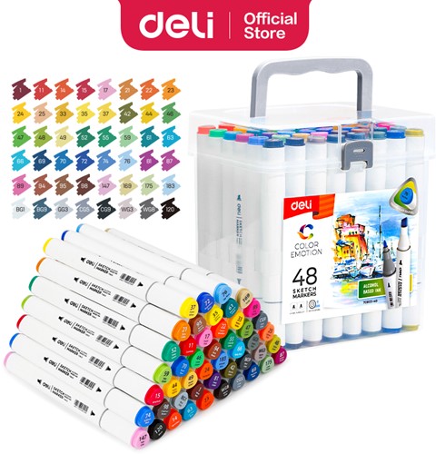 Deli Color Emotion sketchmarkers 1+6.5mm tip 48 kleuren