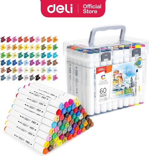 Deli Color Emotion sketchmarker 1+6.5mm tip 60 kleuren