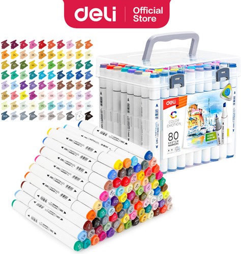 Deli Color Emotion sketchmarkers 1+6.5mm tip 80 kleuren