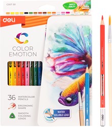Deli Color Emotion aquarelpotloden, 36 kleuren doos