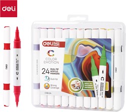 Deli Color Emotion viltstift duo tip 24 kleuren/doos