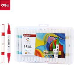Deli Color Emotion viltstift duo tip 36 kleuren/doos
