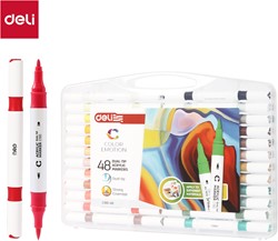 Deli Color Emotion viltstift duo tip 48 kleuren/doos