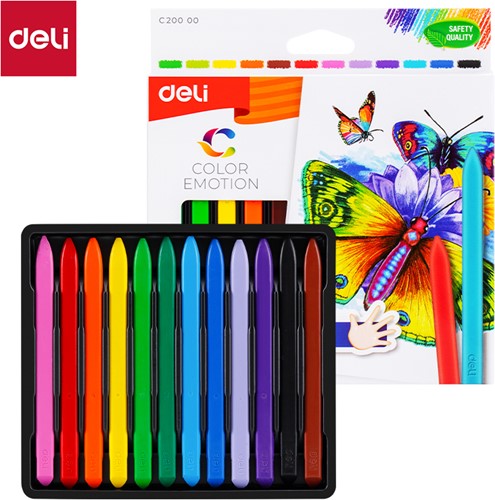 Deli Color Emotion plastic krijt 12 kleuren/doos