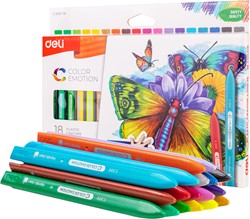 Deli Color Emotion plastic krijt 18 kleuren/doos