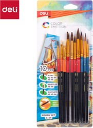 Deli Color Emotion set 10 kwasten rond+plat